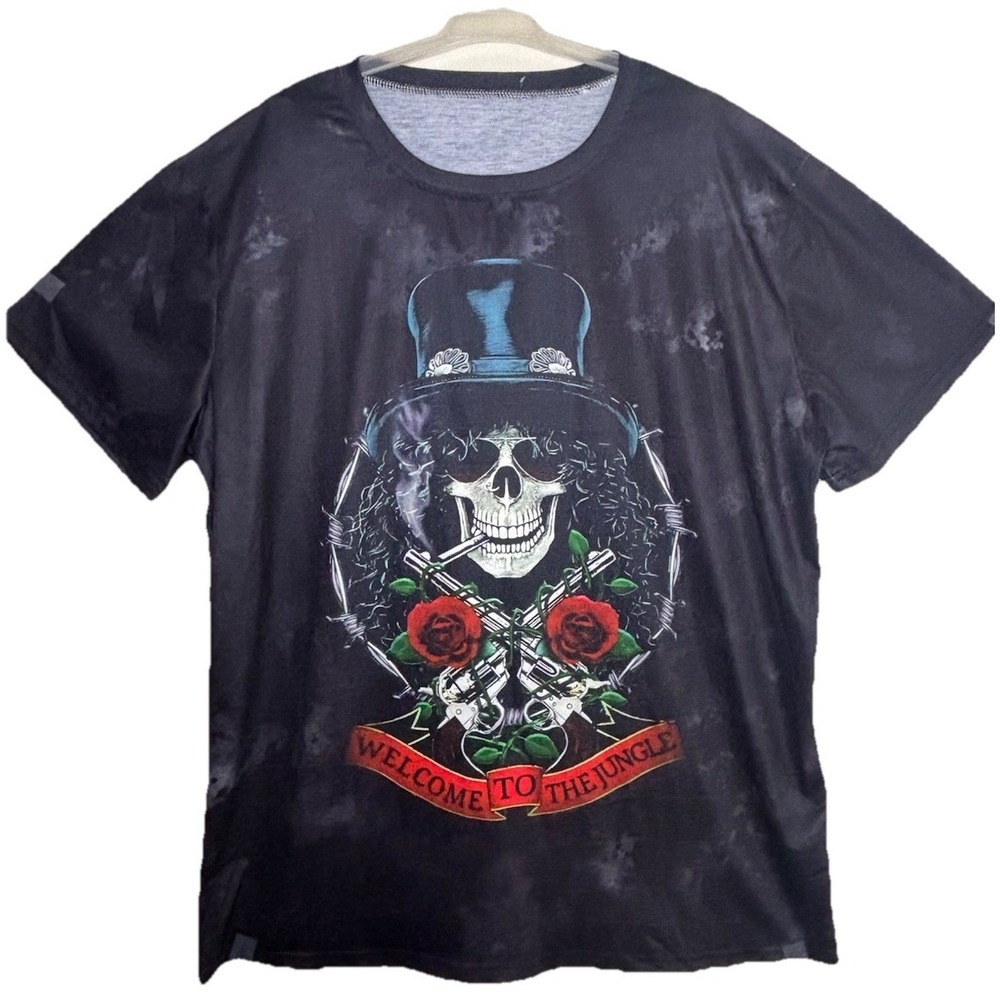 GUNS N ROSES T-shirt Welcome To The Jungle Tee GnR Slash Adult Black Size Large